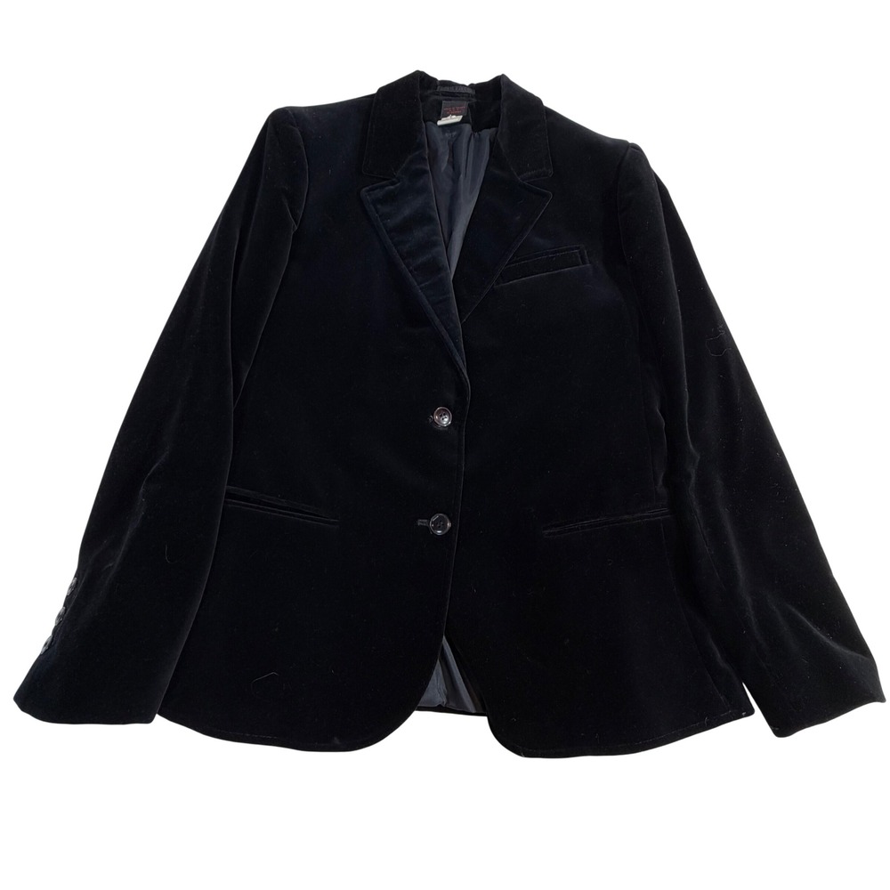 Vintage Cotton Velvet Blazer – M Black Made in Taiwan